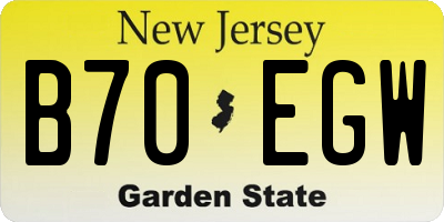 NJ license plate B70EGW