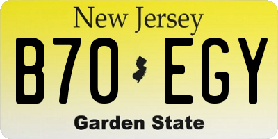 NJ license plate B70EGY