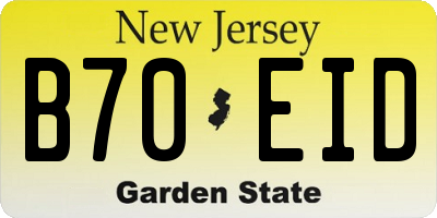 NJ license plate B70EID