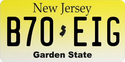 NJ license plate B70EIG