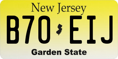 NJ license plate B70EIJ