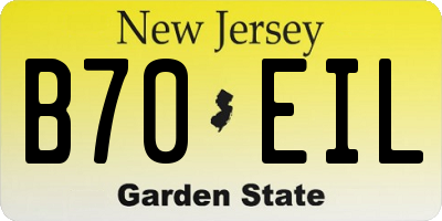 NJ license plate B70EIL
