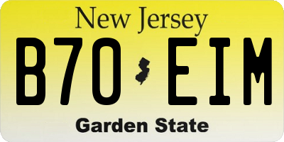 NJ license plate B70EIM