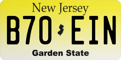 NJ license plate B70EIN