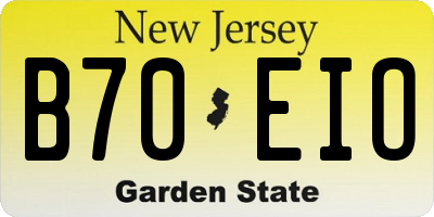 NJ license plate B70EIO