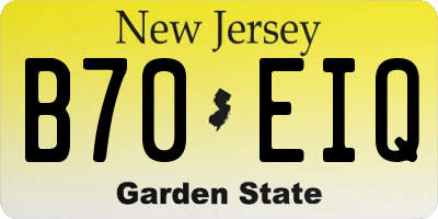 NJ license plate B70EIQ