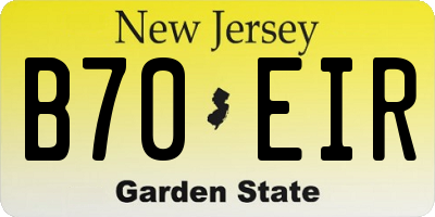 NJ license plate B70EIR