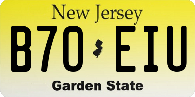 NJ license plate B70EIU