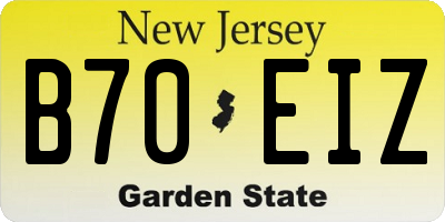 NJ license plate B70EIZ