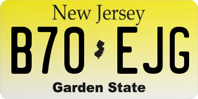 NJ license plate B70EJG