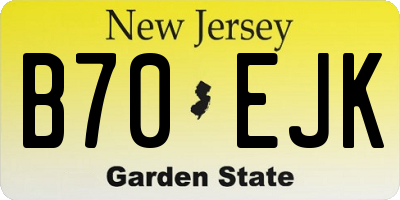 NJ license plate B70EJK