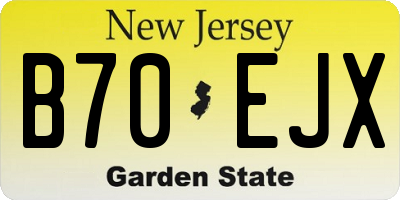 NJ license plate B70EJX