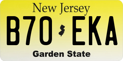 NJ license plate B70EKA