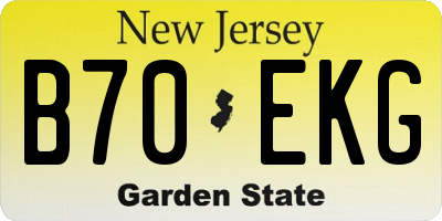 NJ license plate B70EKG