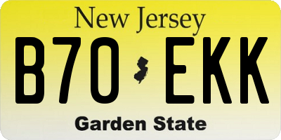 NJ license plate B70EKK
