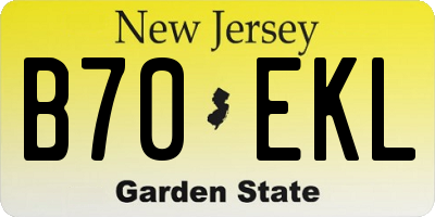NJ license plate B70EKL