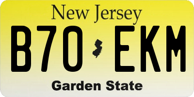 NJ license plate B70EKM