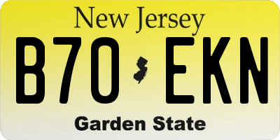 NJ license plate B70EKN