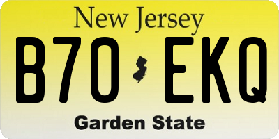 NJ license plate B70EKQ