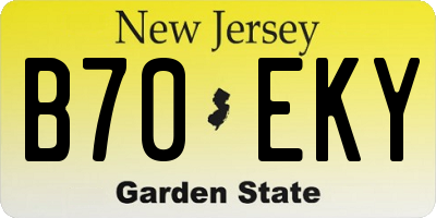 NJ license plate B70EKY