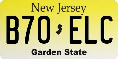 NJ license plate B70ELC