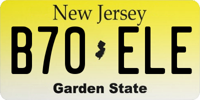 NJ license plate B70ELE