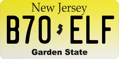 NJ license plate B70ELF