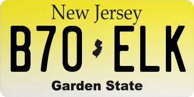 NJ license plate B70ELK