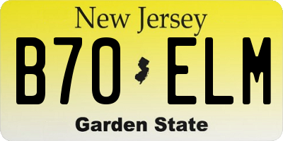 NJ license plate B70ELM