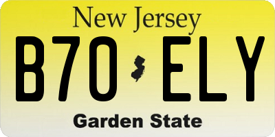NJ license plate B70ELY