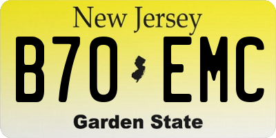 NJ license plate B70EMC