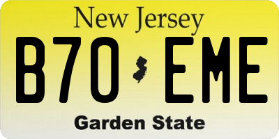 NJ license plate B70EME