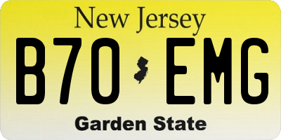 NJ license plate B70EMG