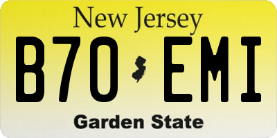 NJ license plate B70EMI