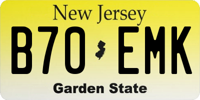 NJ license plate B70EMK