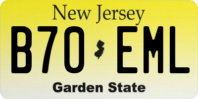 NJ license plate B70EML