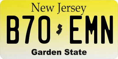 NJ license plate B70EMN