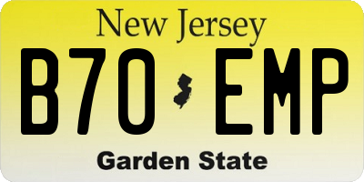 NJ license plate B70EMP