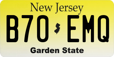 NJ license plate B70EMQ