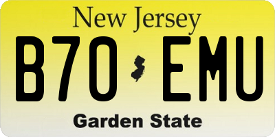 NJ license plate B70EMU