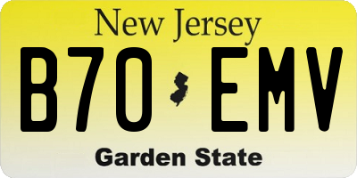 NJ license plate B70EMV