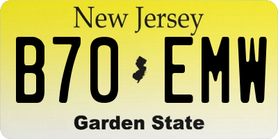 NJ license plate B70EMW