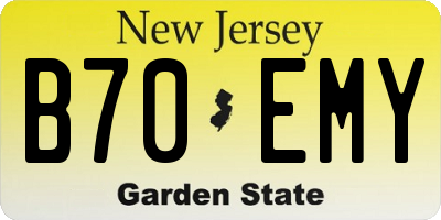NJ license plate B70EMY