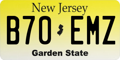 NJ license plate B70EMZ