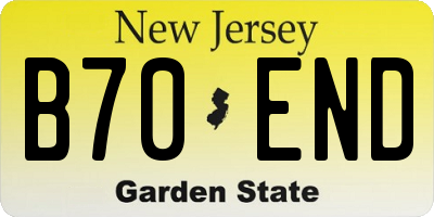 NJ license plate B70END