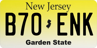 NJ license plate B70ENK