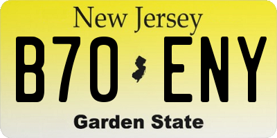 NJ license plate B70ENY