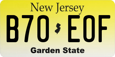 NJ license plate B70EOF