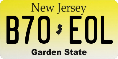 NJ license plate B70EOL