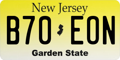 NJ license plate B70EON